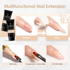 Sculpting step with ROSALIND Nude Poly Nail Gel for neat length.