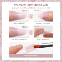 Nails curing under UV lamp after applying ROSALIND extension gel.