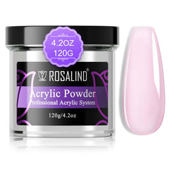 ROSALIND Soft Pink Acrylic Powder 4.23oz packaging shown for nail extensions and DIY art