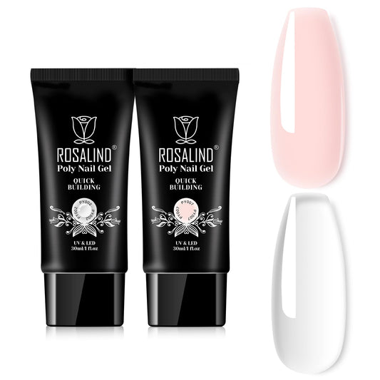 Rosalind soft pink clear poly extension gel bottle ready for precise application