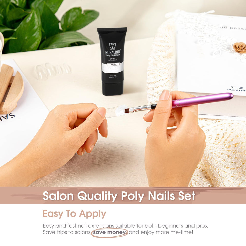ROSALIND White Poly Extension Gel swatch showing even texture and controllable consistency.