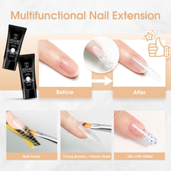 ROSALIND nails with white gel for clean, elegant length.