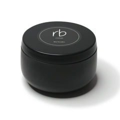 Rosbas Palo Santo candle in black tin closeup for ambient relaxation and clean burn.