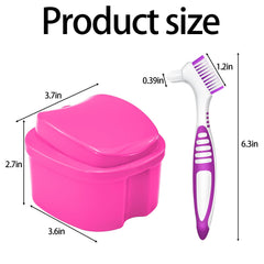 Rose Red and Black Denture Bath Case - angled view