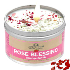 Rose Smudge Candle 6oz packaging and label