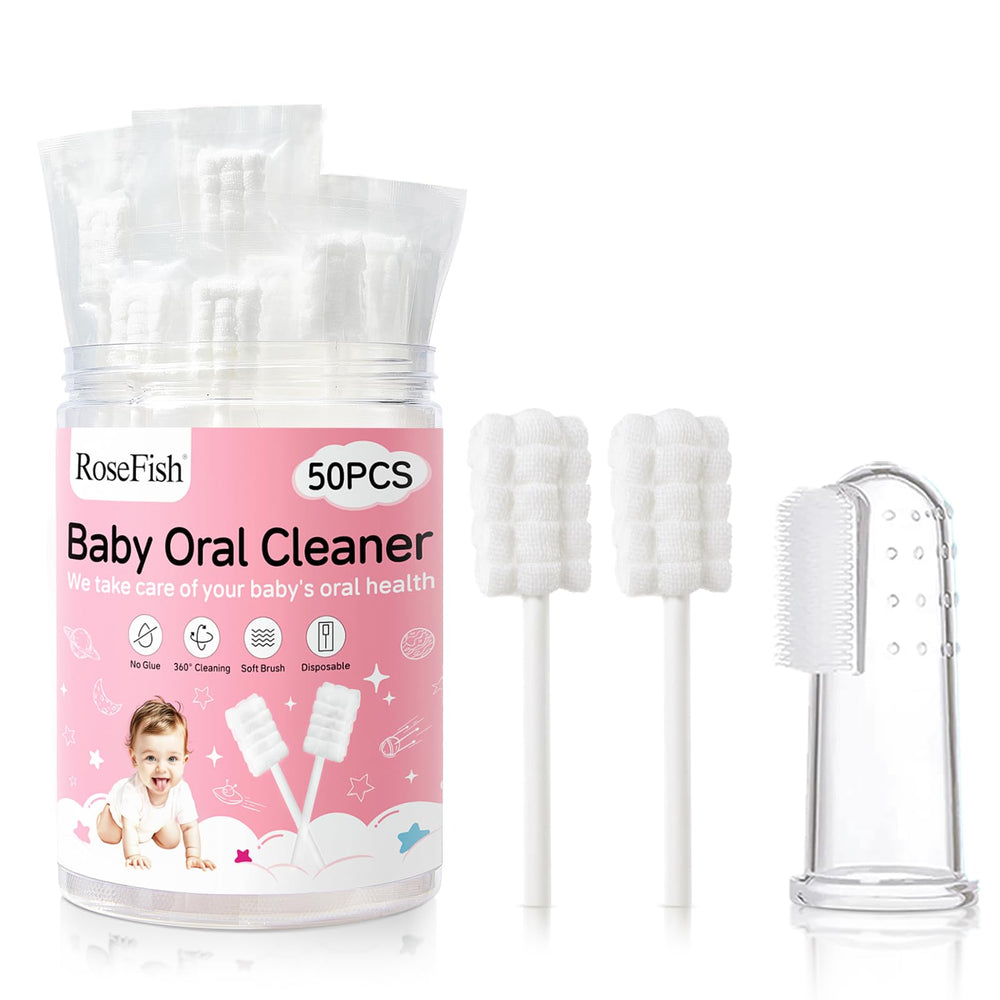 RoseFish 50-piece baby tongue cleaner box for infants 0-36 months