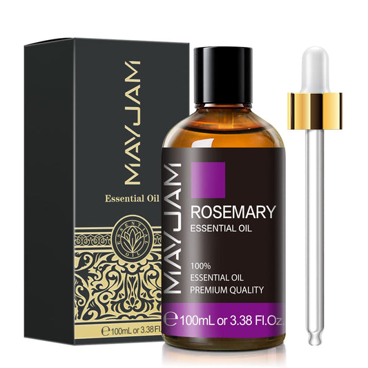 Amber glass dropper bottle of Rosemary Essential Oil (3.38 fl oz)
