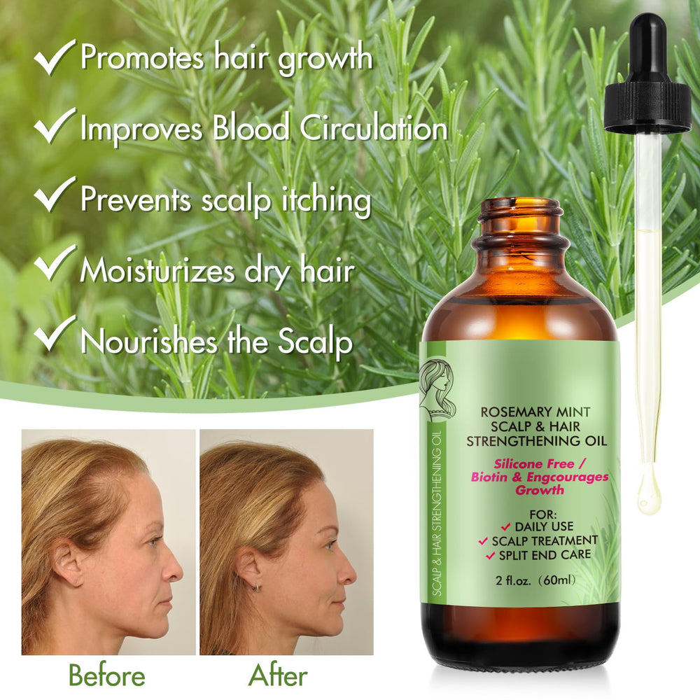 Rosemary oil nourishing the scalp for hair growth