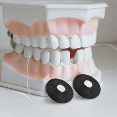 Dental floss between teeth with built-in spool wire