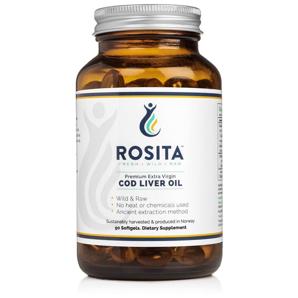 Rosita Cod Liver Oil Softgels bottle with label