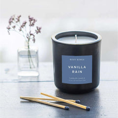 Rosy Rings Vanilla Rain fragrance notes highlight luxury scent for relaxing spaces.