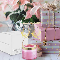 Pink butterfly-themed rotatable candle in living room