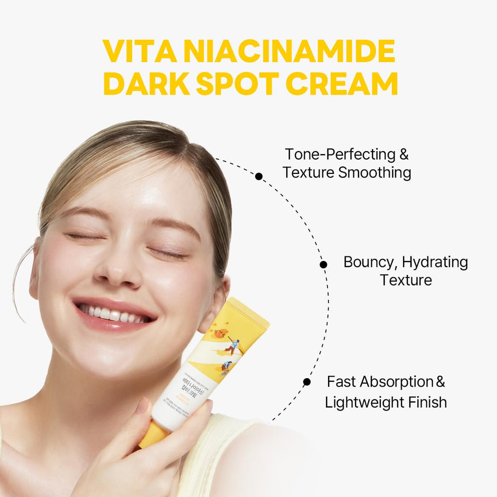 ROUND LAB Vita Niacinamide Dark Spot Cream texture on skin suggests non-greasy hydration