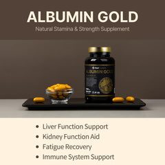 Front label of Royal Canadian Albumin Gold 1700mg bottle