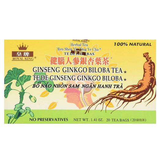 Front view of Royal King Ginseng Ginkgo Biloba Tea 3-box pack