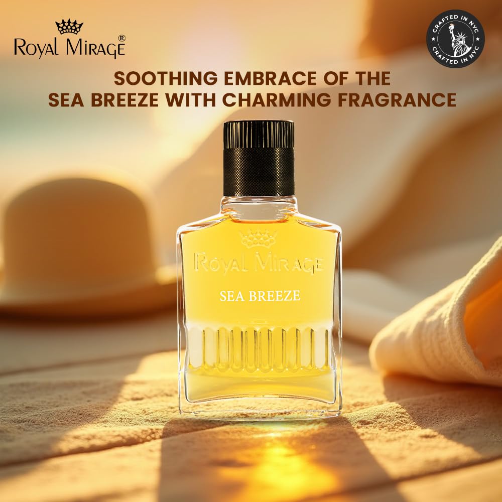 Hands applying Royal Mirage Sea Breeze aftershave to finish a post-shave routine