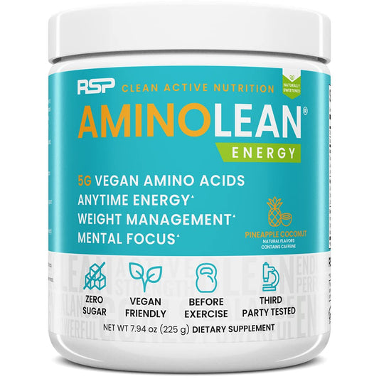 RSP Vegan AminoLean Pineapple Coconut canister – front view