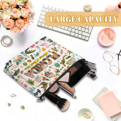 RTTLALUO Florida makeup bag canvas texture shows quality material.