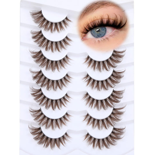 Ruairie brown lashes CD-curly closeup show wispy volume for everyday looks.