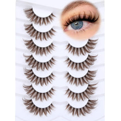 Ruairie brown lashes CD-curly closeup show wispy volume for everyday looks.