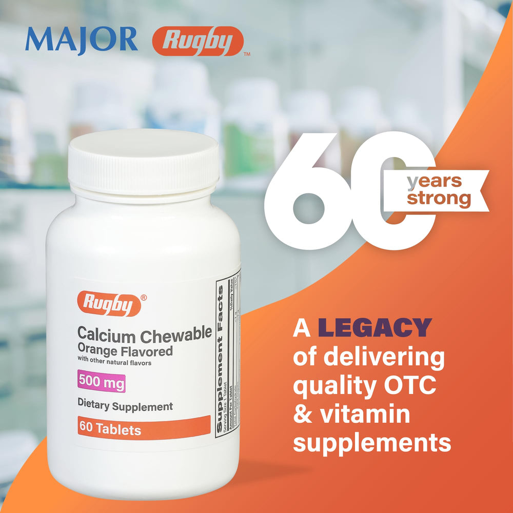 Serving suggestion showing one orange-flavored chewable tablet