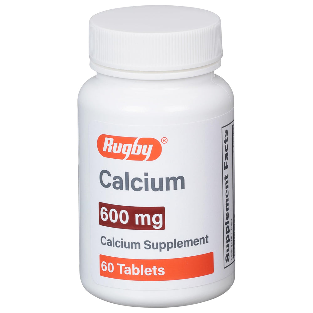 Rugby 600 mg Calcium tablets bottle label