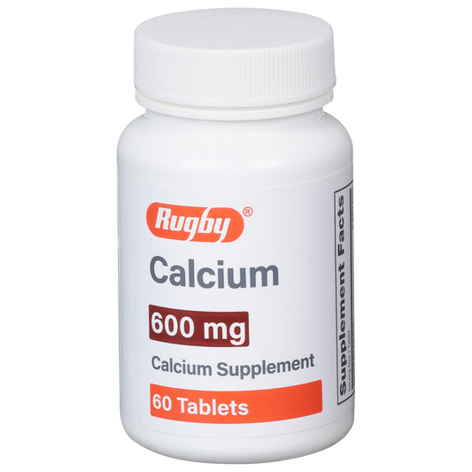 Rugby 600 mg Calcium tablets bottle label