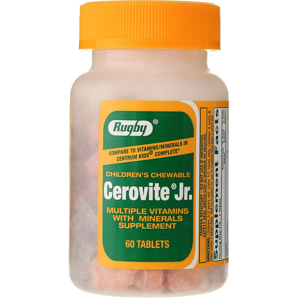 Rugby Cerovite Jr. Children's Chewable Multivitamin bottle