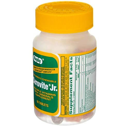 Cerovite Jr. label indicating 100% DV vitamins