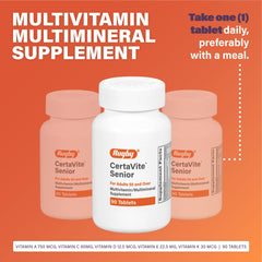 Close-up of Rugby CertaVite Senior Multivitamin/Multimineral tablets
