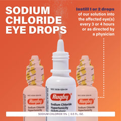 Rugby Laboratories eye solution 5 percent side view demonstrates easy application and portability