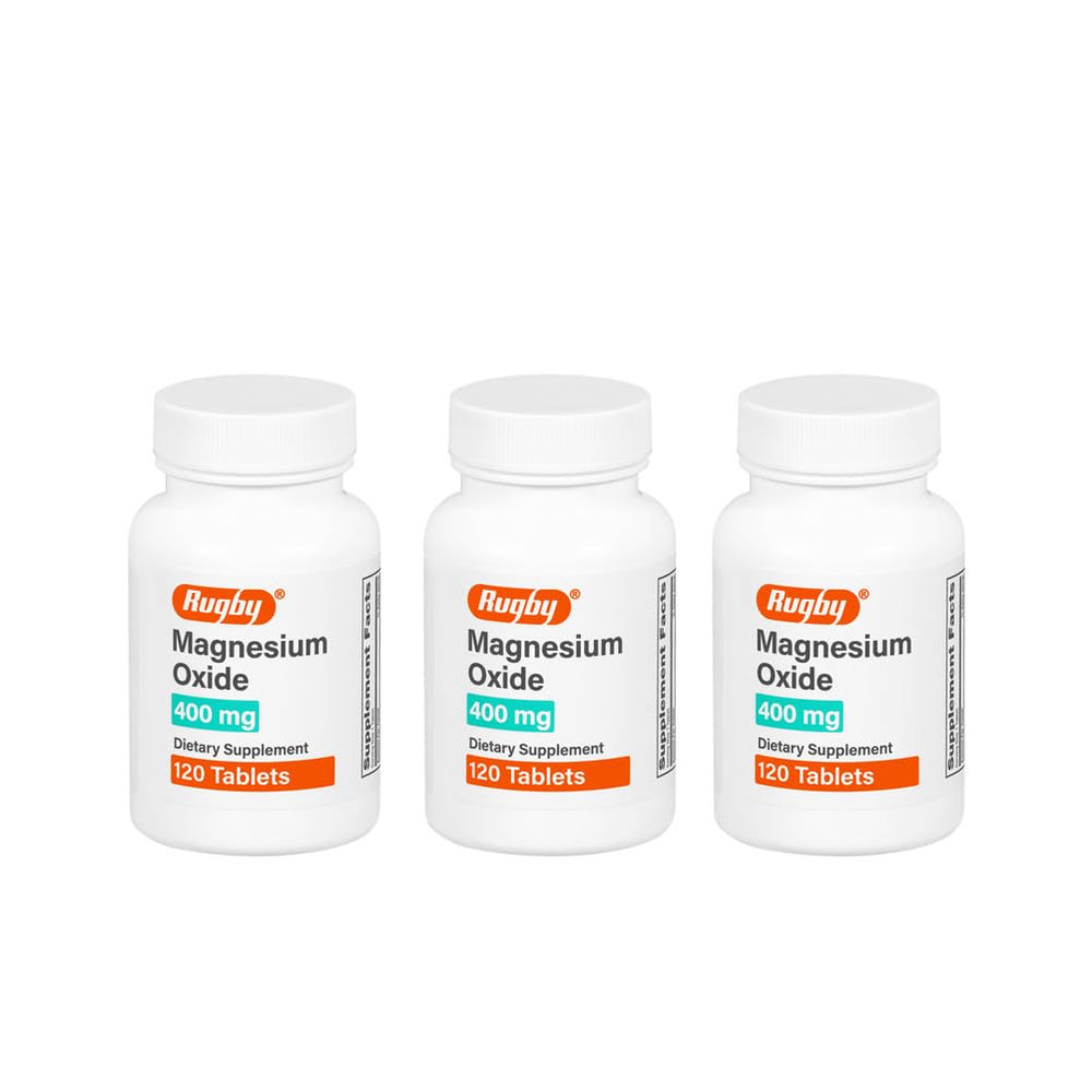 Rugby Magnesium Oxide 400 mg tablets bottle front label
