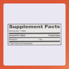 90-count bottle of Rugby Melatonin tablets on white background