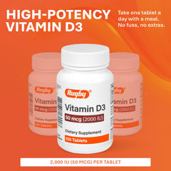 Dosage chart for Rugby Vitamin D3 2000 IU (50 mcg)