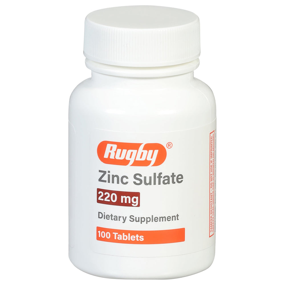 Rugby Zinc Sulfate 220 mg tablets bottle - 100 count