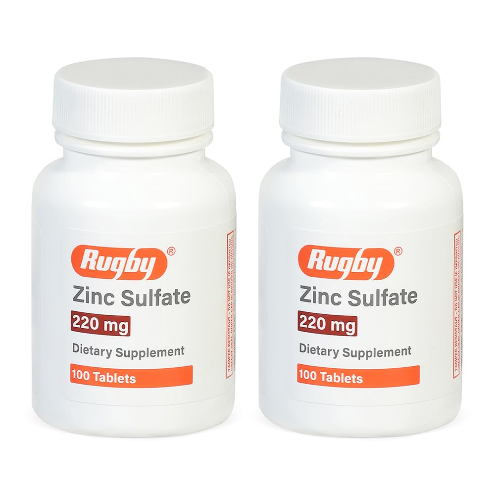 Rugby Zinc Sulfate 220 mg Tablets bottle - front label