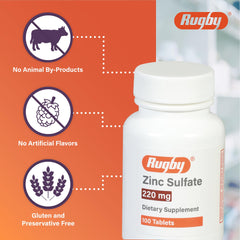 Front packaging of Rugby Zinc Sulfate dietary supplement