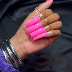 RUOKEXIN curved nail tips XXL pink square press-on nails for at-home manicures