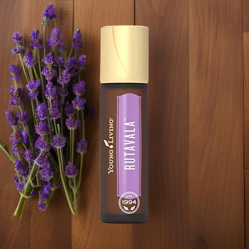 Rutavala roll-on lavender oil drops indicating calming scent.