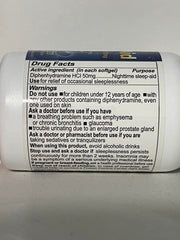 RXZELL Sleep Aid bottle on nightstand evokes calm bedtime ritual.