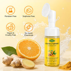 RYH turmeric face wash foam after-use skin looks refreshed and smooth.