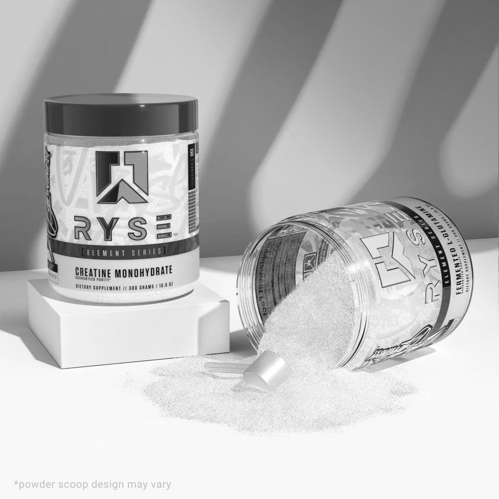 Athlete using creatine monohydrate powder during workout
