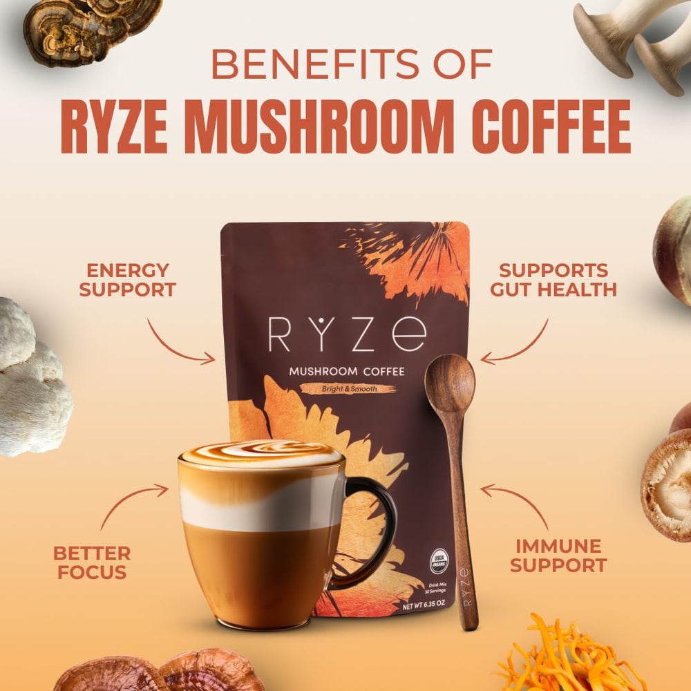 Full-spectrum mushroom blend with Beta-Glucans 25%+, used in RYZE coffee