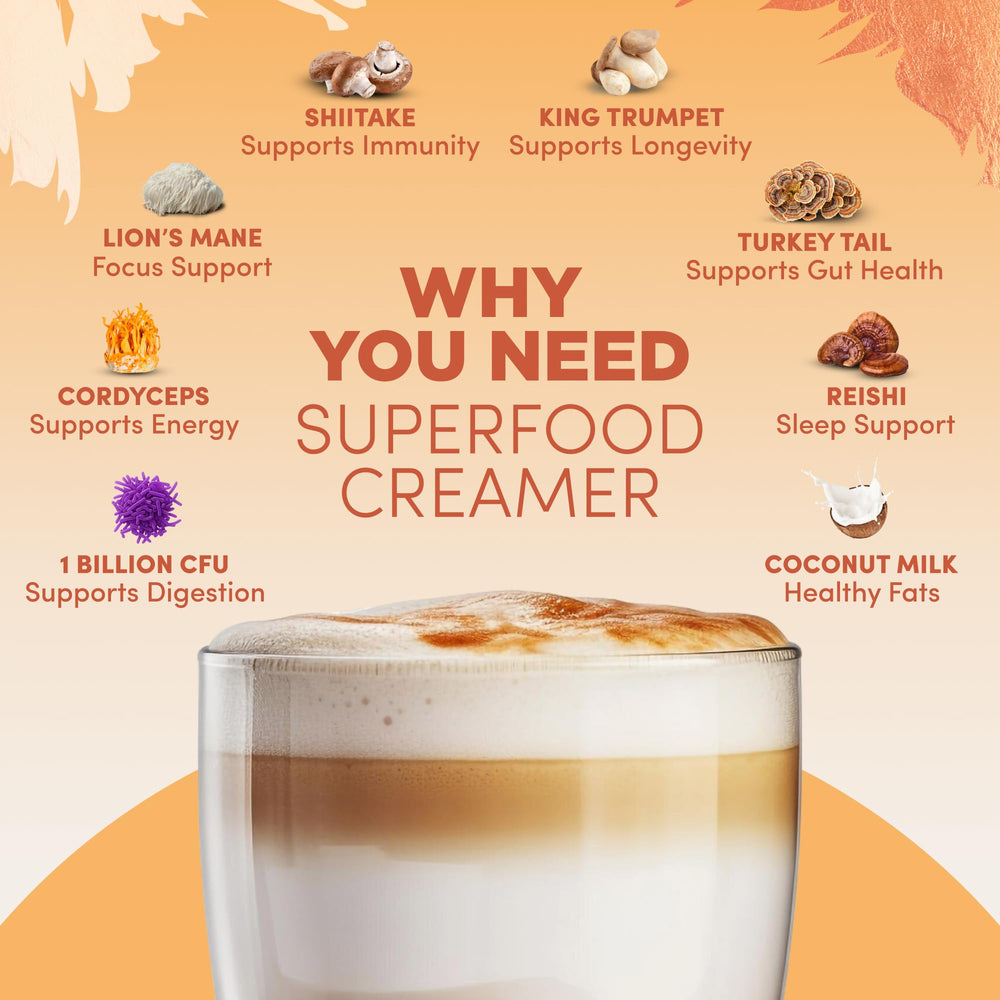 Creamy latte made with RYZE Probiotic Creamer