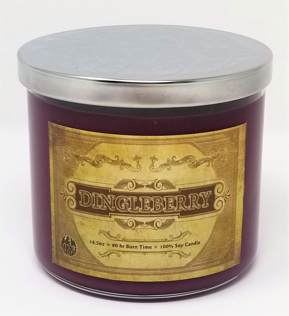 S&M Candle Factory Dingleberry 3-wick jar for a cozy evening.