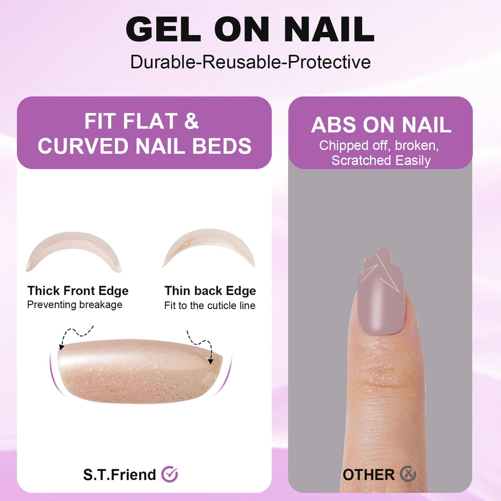 S.T. Friends Reusable press-on nails 32-piece kit for versatile styles.