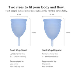 Saalt menstrual cup cleaning scene shows boiling and rinsing for simple maintenance.