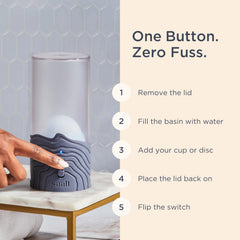 Saalt steamer elevated minimal design shown on a countertop for daily use and style.