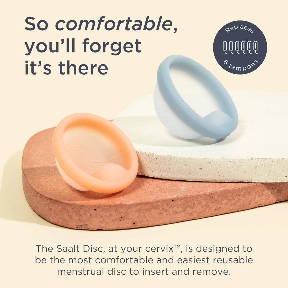 Saalt menstrual disc duo insert-ease demonstrates effortless insertion for comfortable wear