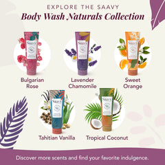Saavy Naturals paraben-free cruelty-free badge on packaging communicates ethics.